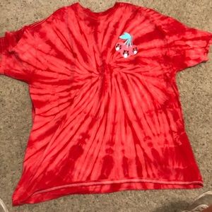 Red tie dye pink dolphin shirt